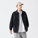 Unisex Jacket Retro Overalls Style Jacket Men's Large Loose Pockets Turn-down Collar Coat